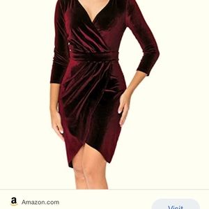 InsNova Burgandy Bodycon Wrap Dress! Size Small